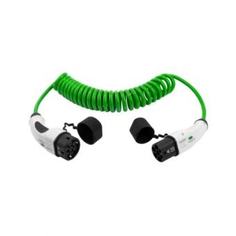 Spiralinis elektromobilio įkrovimo kabelis Type 2 į Type 2, 16 A, 1 fazė, 5 m (iki 3,6 kW)