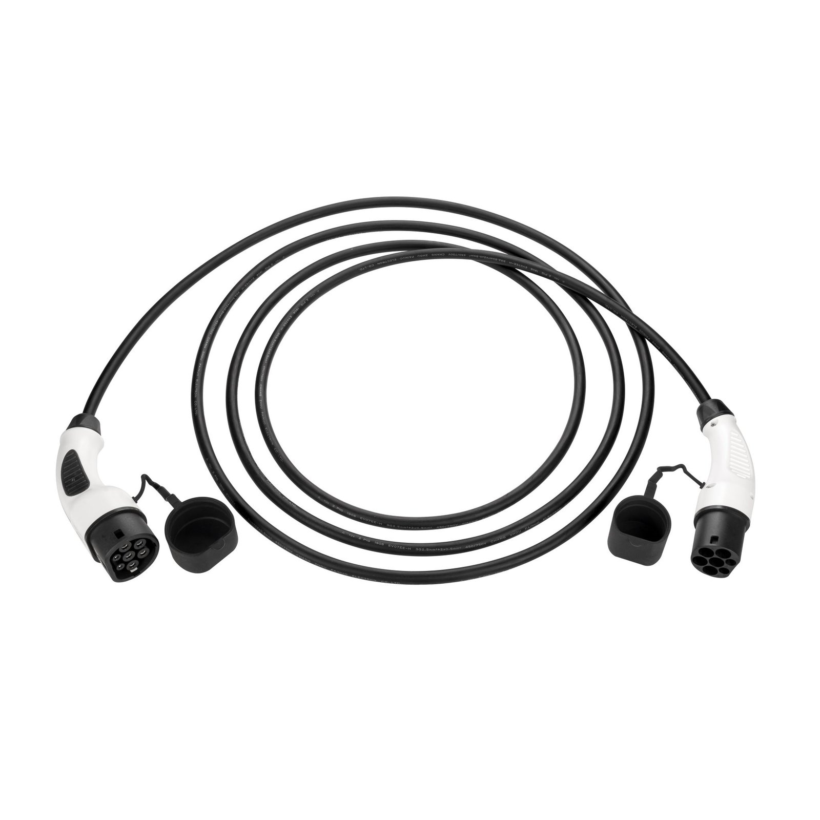 Elektromobilio įkrovimo kabelis Type 2 į Type 2, 32 A, 3 fazės, 5 m (iki 22 kW)