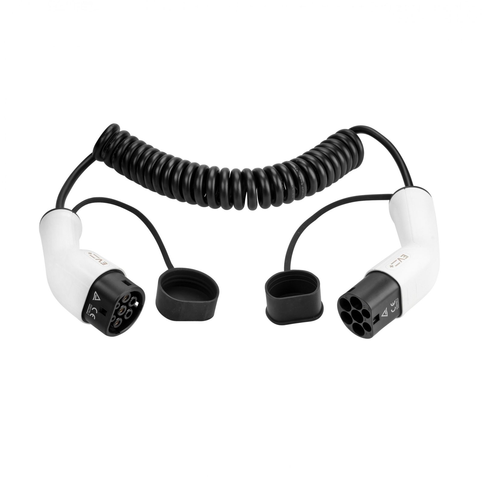 Elektromobilio spiralinis įkrovimo kabelis Type 2 į Type 2, 32 A, 3 fazės, 5 m (iki 22 kW)