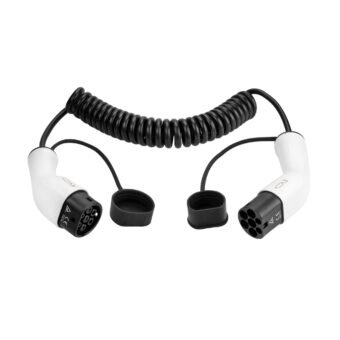 Spiralinis elektromobilio įkrovimo kabelis Type 2 į Type 2, 32 A, 1 fazė, 5 m (darbinis ilgis ~3 m, iki 7,2 kW)