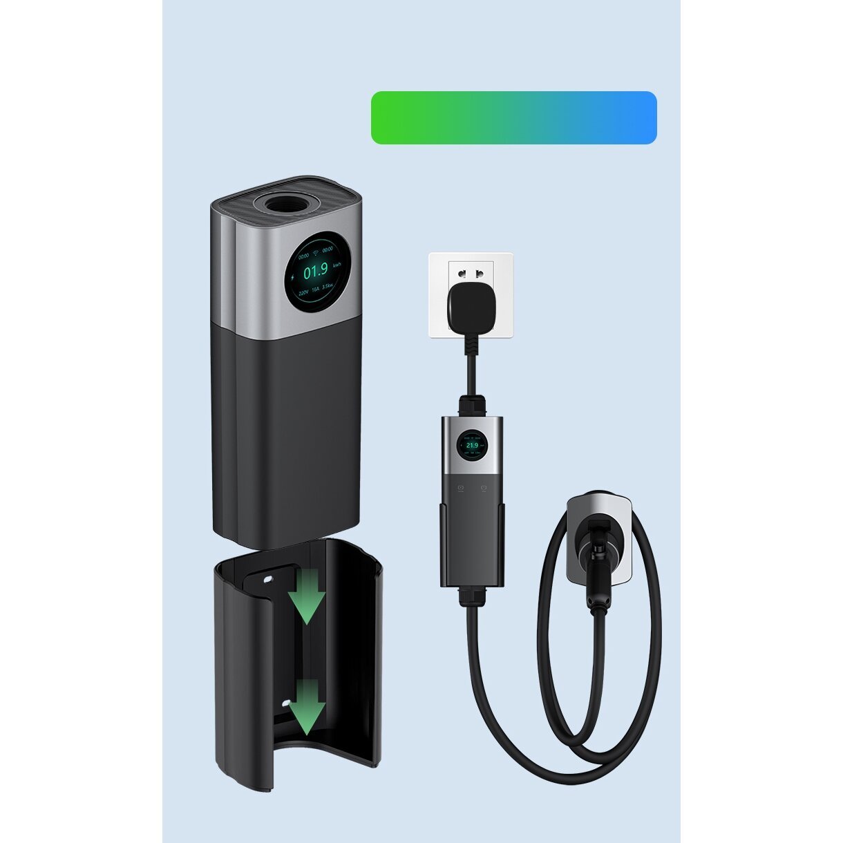NAUDOTAS Įkrovimo laidas 220V - type 2 ( 16A, 1 fazė 3,3 kW) su Wi-Fi funkcija