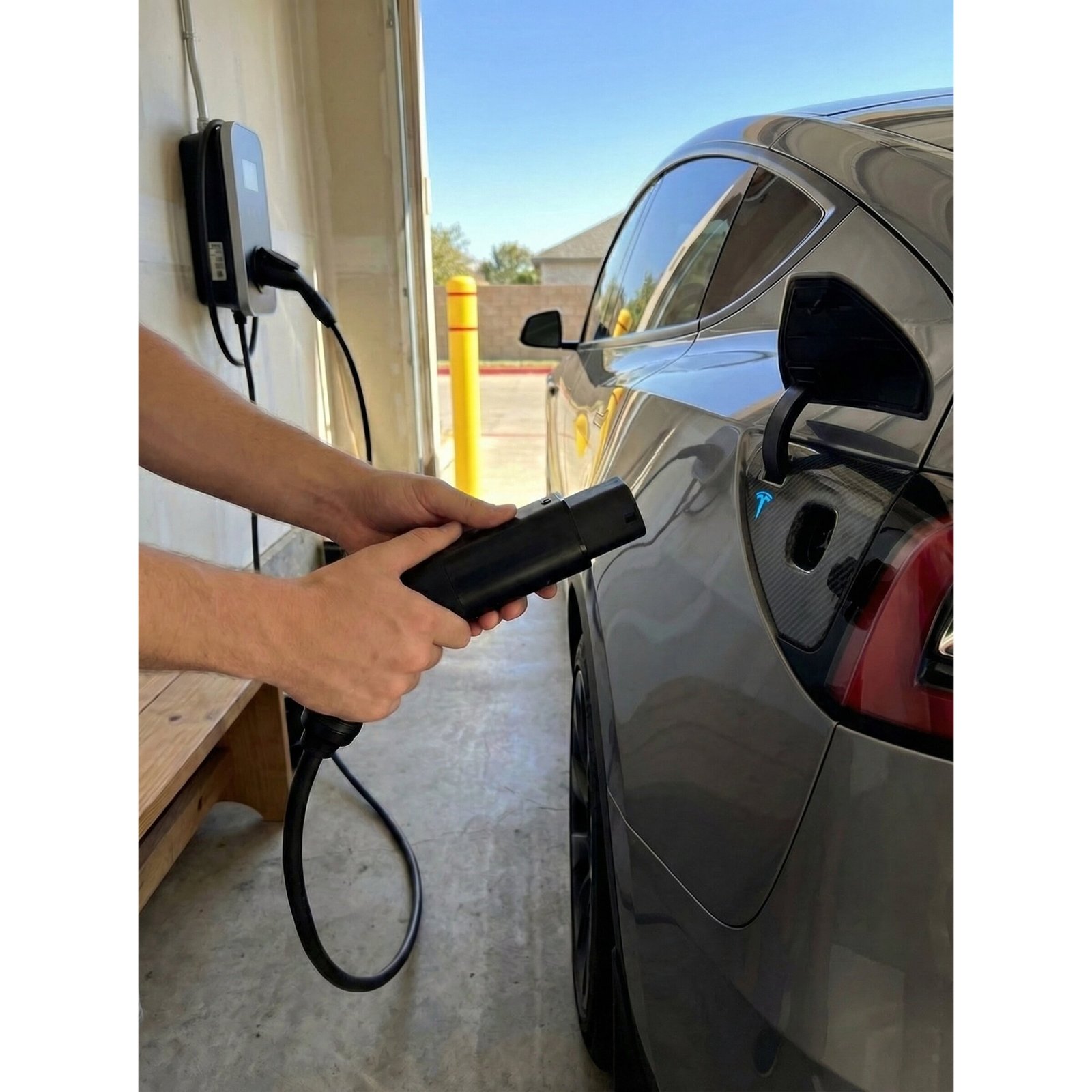 Tesla adapteris iš type 2 į amerikietišką Tesla jungtį